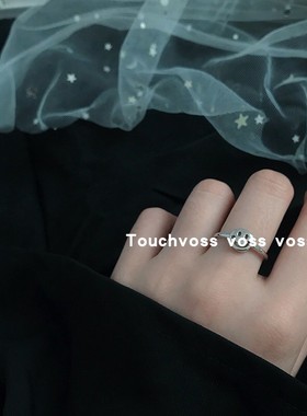 s925纯银饰韩国东大门厚重光圈简约笑脸戒指 smile笑脸指环女饰品