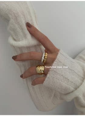 轻奢开口纹理小众设计时尚风戒指