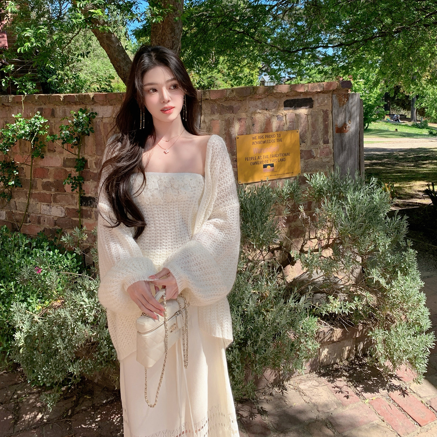 ByYou 冬季灯笼袖马海毛羊毛针织开衫外套两件套装女无袖抹胸内搭,淘宝优惠券,粉丝福利购,淘宝优惠卷