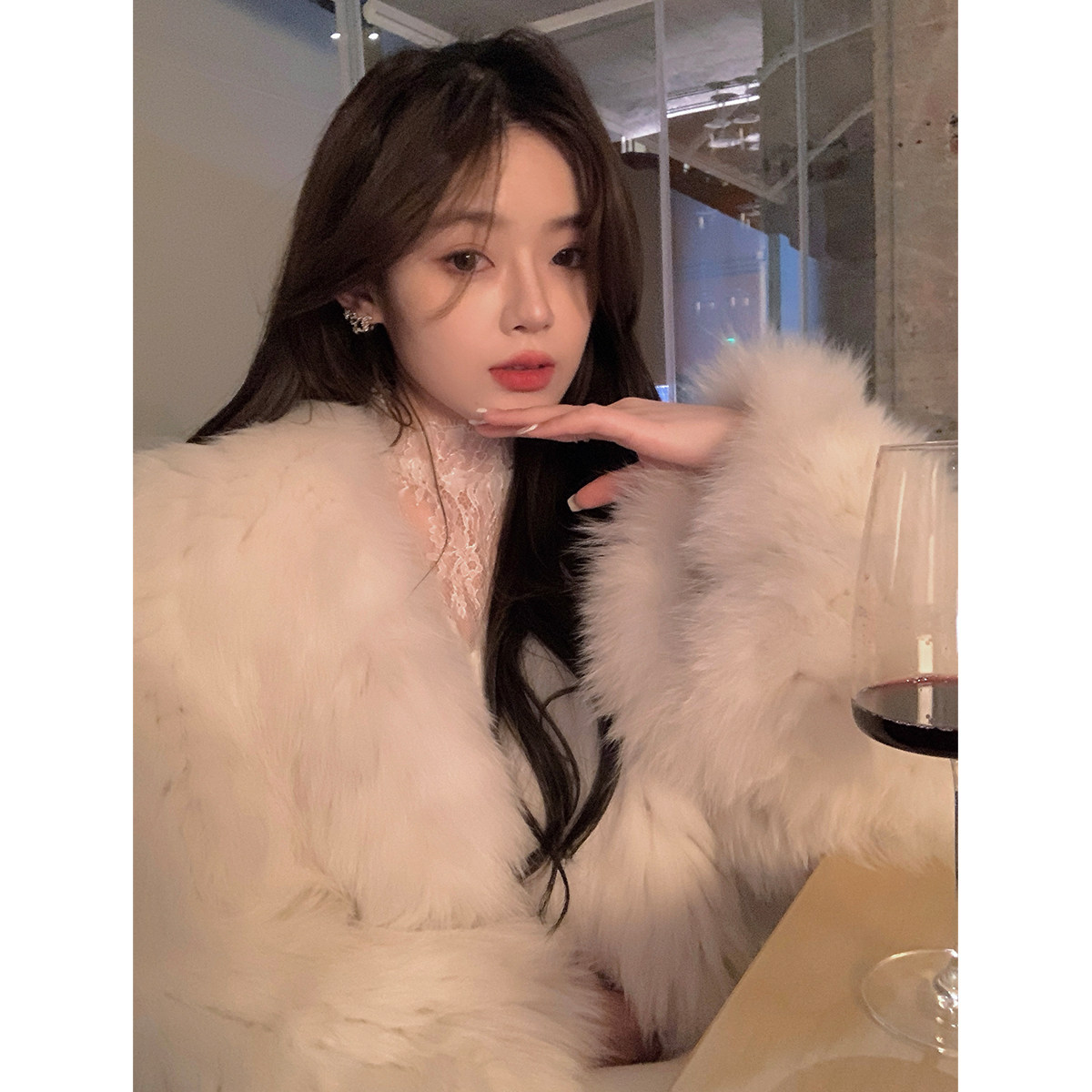 ByYou 2025秋季新款洋气高领蕾丝打底衫女拼接白色内搭针织衫上衣,淘宝优惠券,粉丝福利购,淘宝优惠卷