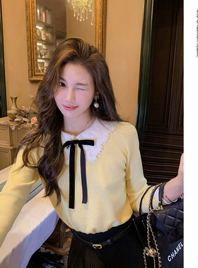 黑色丝绒蝴蝶结长款飘带小香风外套毛衣领结别针衬衫领花气质配饰