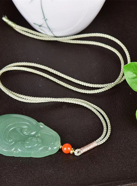 天然巴西绿东陵玉绿色 如意吊坠 万事如意招财进宝玉石