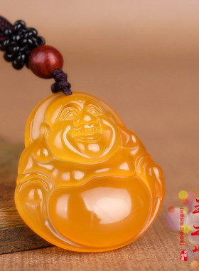 绿玛瑙本命年水晶饰品弥勒佛吊坠