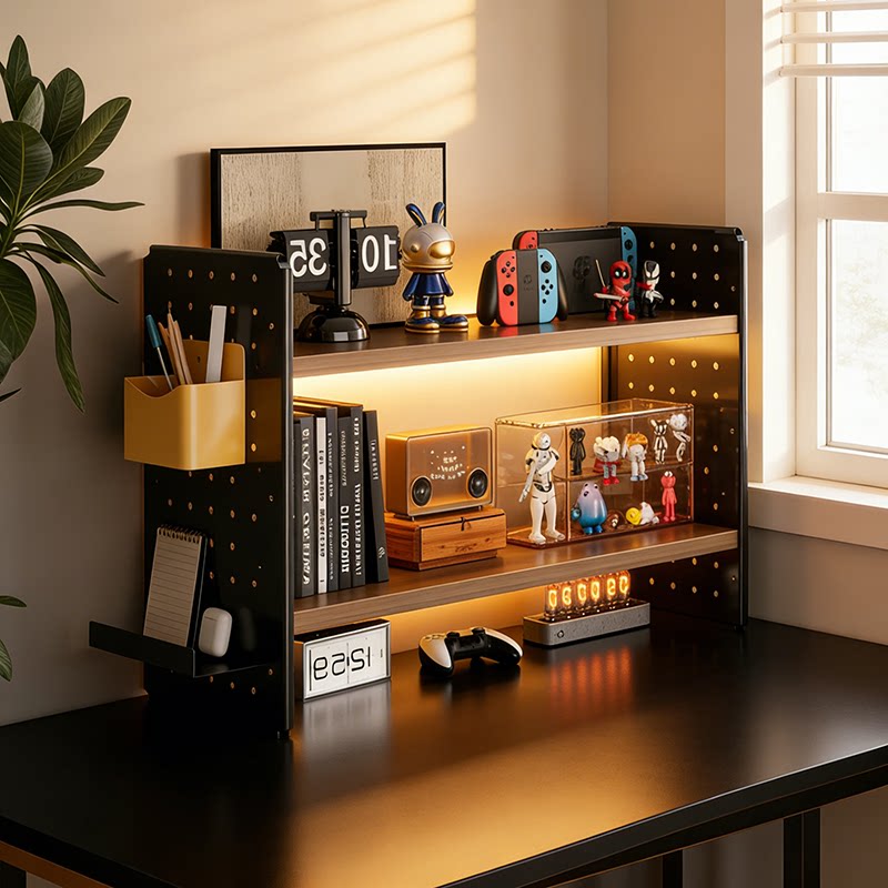 Desktop storage rack computer desk storage rack home e-sports room office finishing rack student desk hole board