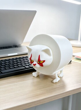 3D打印个性小丑猫纸巾盒创意桌面动物抽纸盒可爱搞怪摆件家居收纳