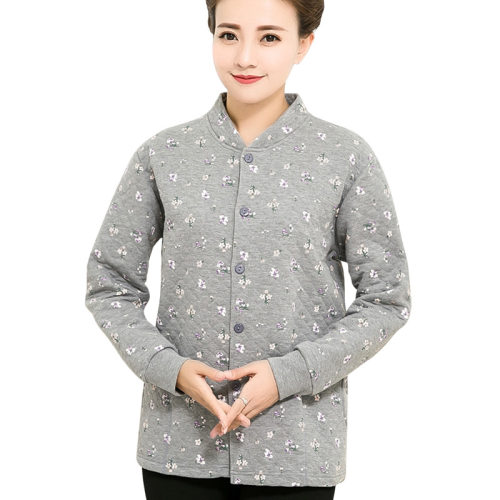 【清仓】中老年保暖内衣纯棉三层夹棉妈妈开衫老人秋衣开襟上衣女 - 图3