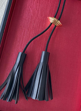 豆豆同款牛皮流苏项链女小众设计高级百搭长款链秋春夏2025新款