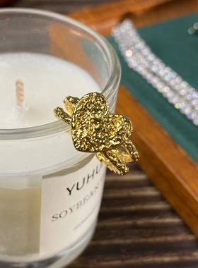 日韩风锡纸褶皱爱心冷淡风戒指