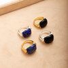 European and American natural lapis lazuli black agate ring elegant