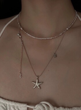 小清新淡水珍珠五角星海星吊坠项链女小众高级日常百搭叠戴锁骨链