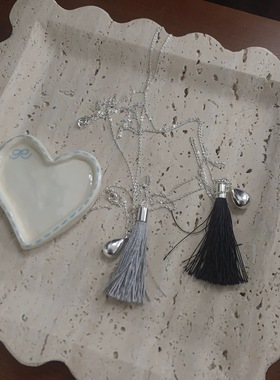 韩国mohhe同款秀气流苏水滴项链小众复古高级感轻奢时髦细链长链