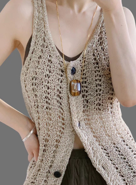 美拉德天然方形虎眼石黑曜石长项链秋冬素链轻奢高级感毛衣链吊链