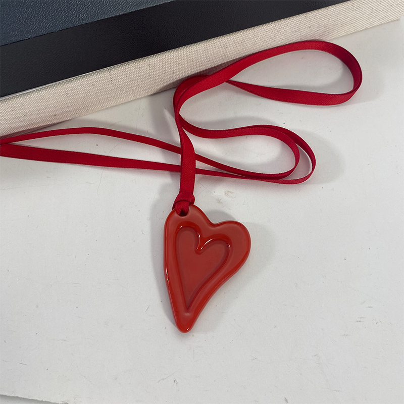 向日葵欧尼同款爱心项链系带choker锁骨链百搭简约长款颈链女plow - 图3