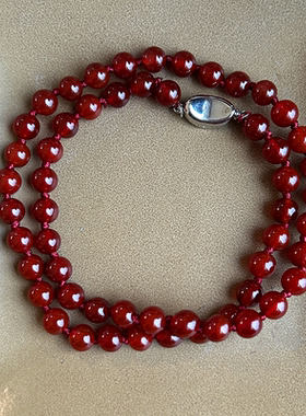 新年复古天然红玛瑙手工串珠项链小众叠戴锁骨链气质百搭新中式女