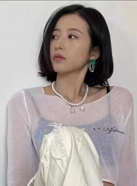 绿钻链条女时尚个性闪耀流苏耳钉