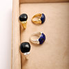 European and American natural lapis lazuli black agate ring elegant