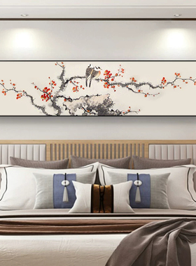中式花鸟卧室床头装饰画挂画