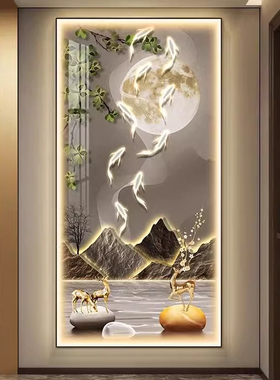 LED灯进门入户玄关装饰画九鱼图