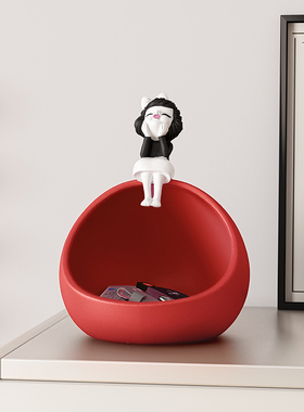 奶油风进门玄关柜钥匙收纳摆件