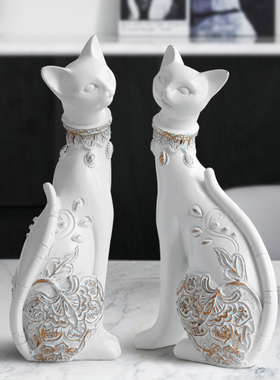 简约欧式情侣招财猫咪桌面摆件