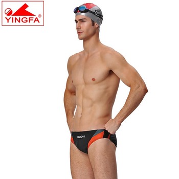 ຊຸດລອຍນ້ຳຝຶກຊ້ອມ Yingfa swim trunks men's swimsuit professional Lycra 9462 with waterline 4.5CM triangle