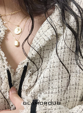 钛钢镀金复古人像硬币女叠戴项链