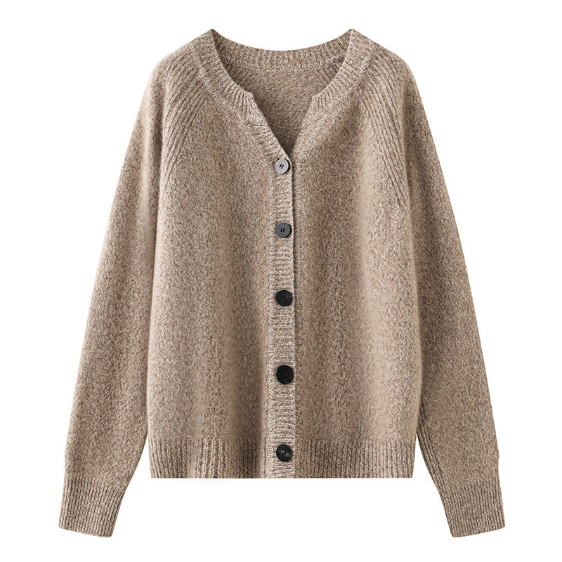 100%纯山羊绒衫女圆领开衫纯色长袖针织毛衣外套百搭2025秋冬新款,淘宝优惠券,粉丝福利购,淘宝优惠卷