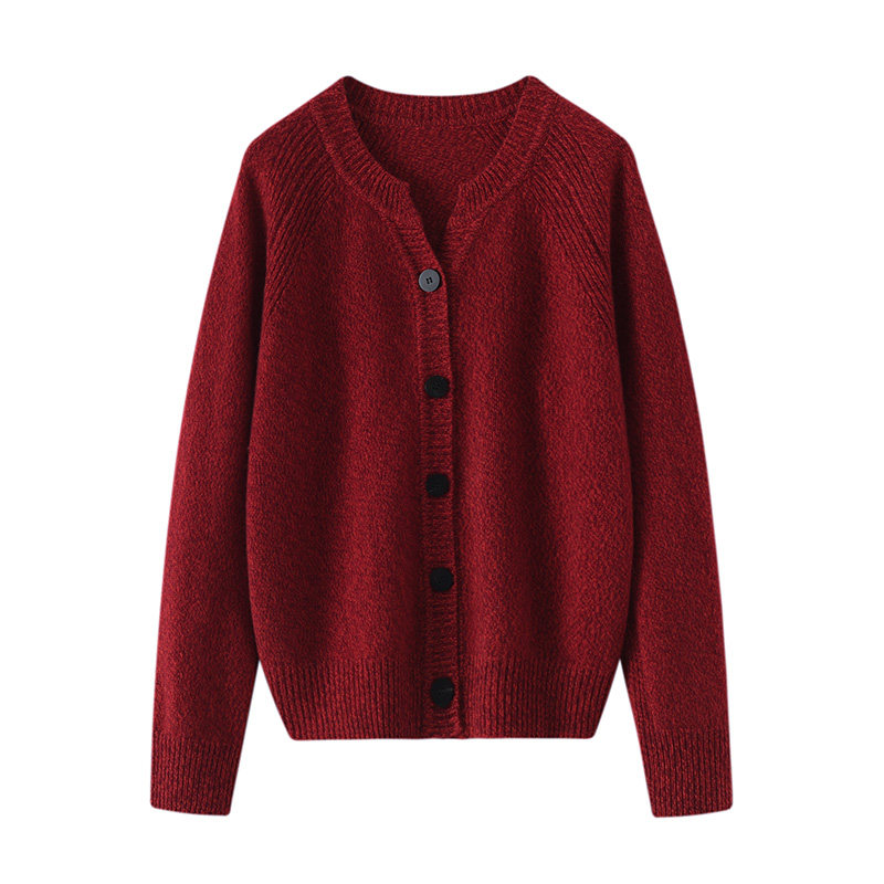 100%纯山羊绒衫女圆领开衫纯色长袖针织毛衣外套百搭2025秋冬新款,淘宝优惠券,粉丝福利购,淘宝优惠卷