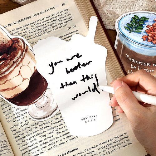 一口咖啡异形明信片可爱饮料咖啡甜品汽水创意生日贺卡留言小卡片 - 图2