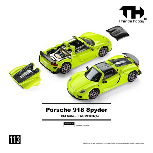 [PDS]Trends Hobby 1:64 保时捷918 Spyder后盖顶篷可拆 合金车模 - 图0