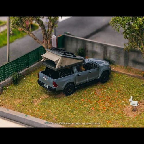 [PDS]TarmacWorks1:64丰田Toyota Hilux灰色 帶露營帳篷 合金车模 - 图2
