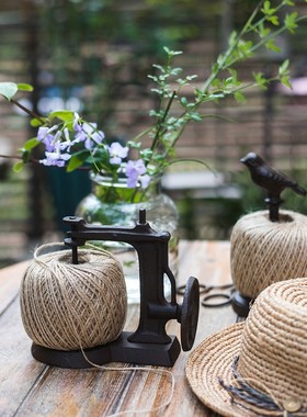 精选掬涵 铸铁麻绳架猫咪小鸟缝纫机装饰摆件复古杂货花园庭院阳