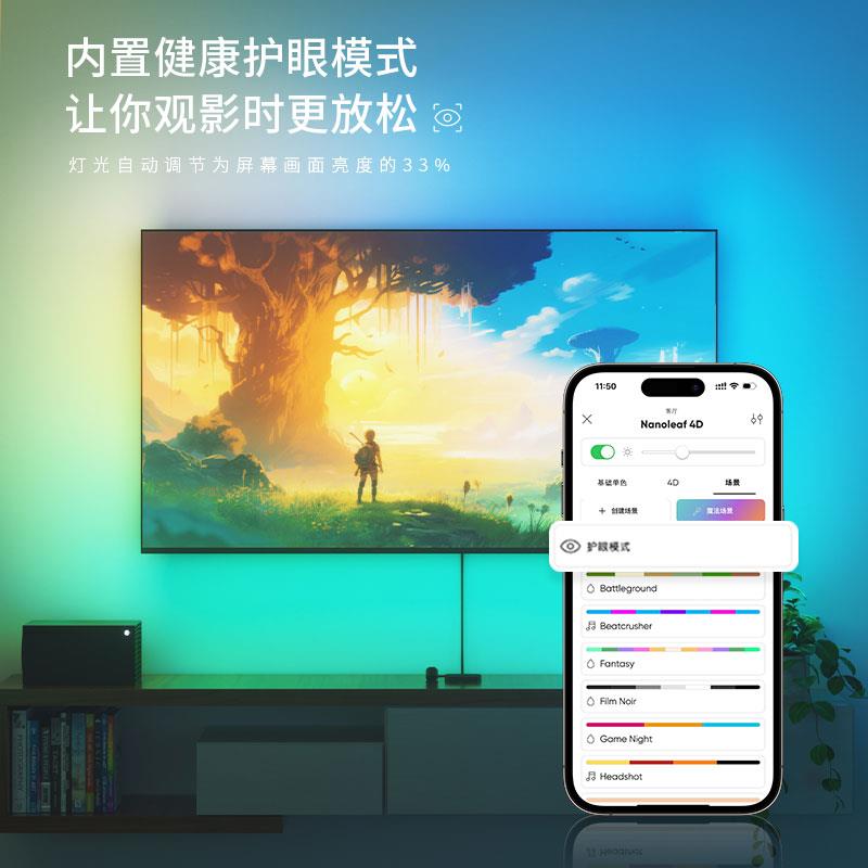 nanoleaf奇光万物拾光电视同屏4D灯带声画同步客厅氛围led灯条 - 图1