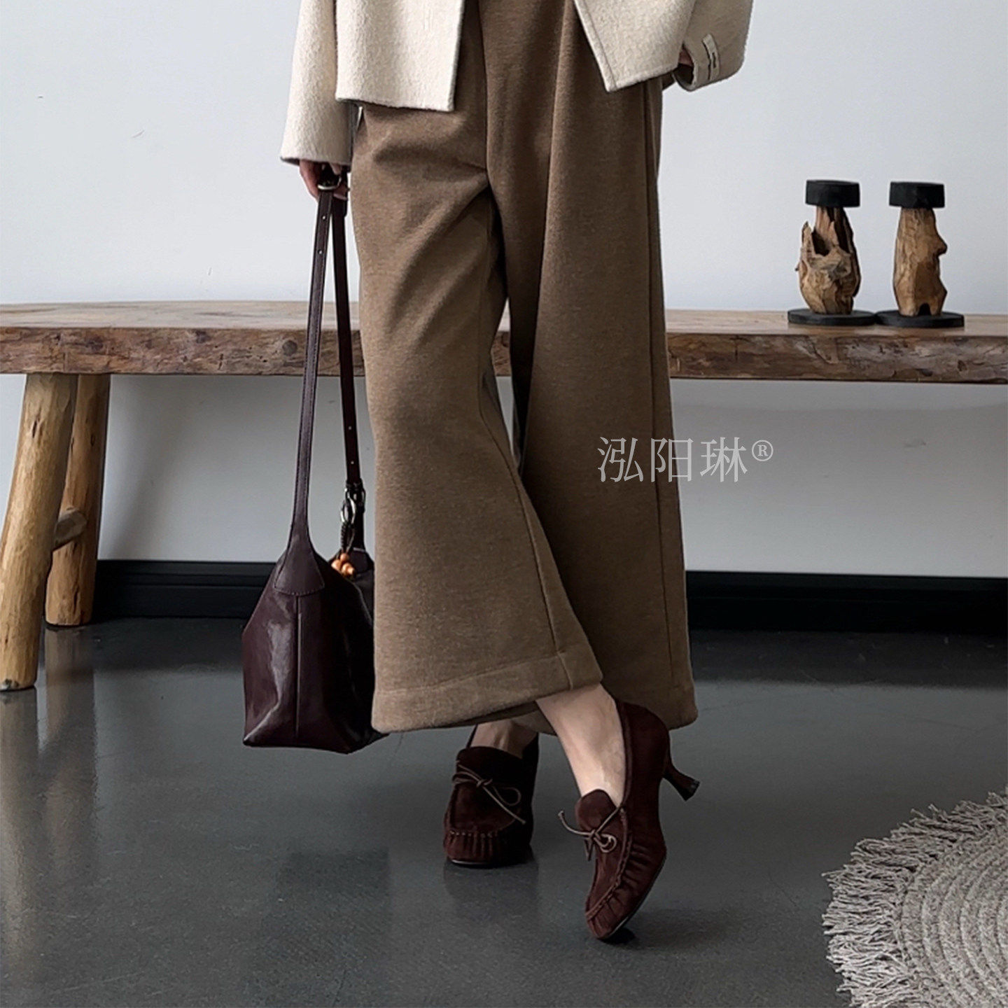 泓阳琳～棕色小猫跟细跟单鞋女2026春季新款蝴蝶结复古豆豆高跟鞋,淘宝优惠券,粉丝福利购,淘宝优惠卷