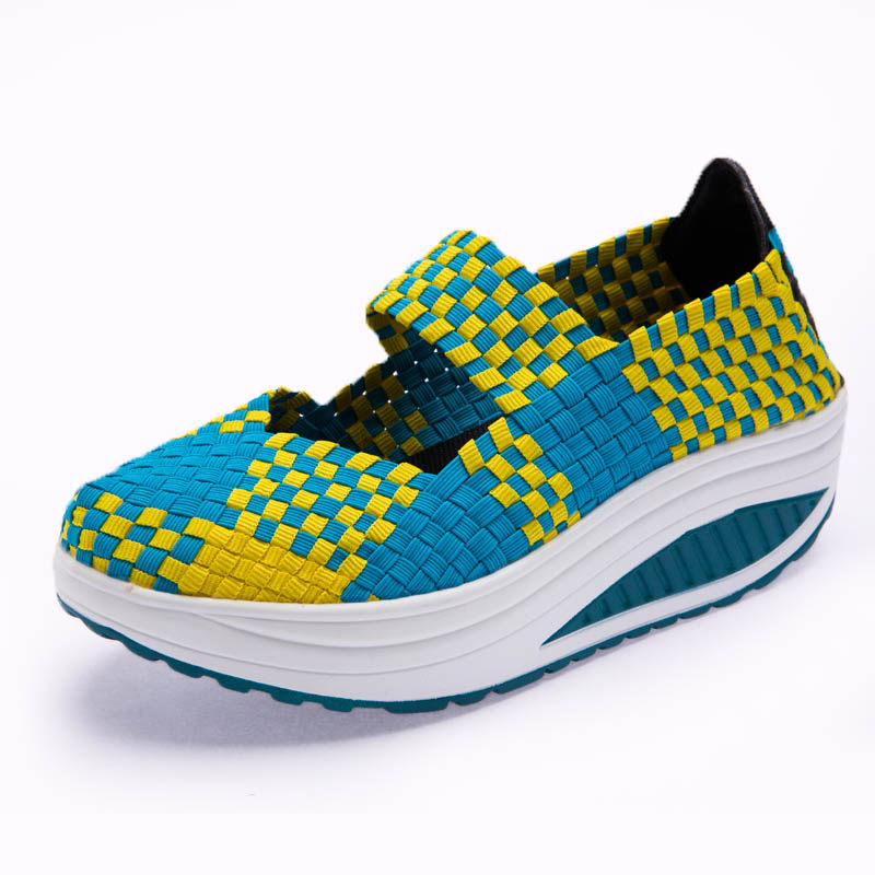 春季女士摇摇鞋厚底增高5CM手工编织鞋皮筋女鞋运动鞋妈妈健步鞋,淘宝优惠券,粉丝福利购,淘宝优惠卷