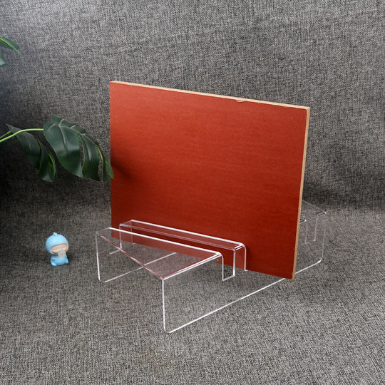 Estante de exhibición de acrílico, estante de muestra pequeño con placa de color piedra