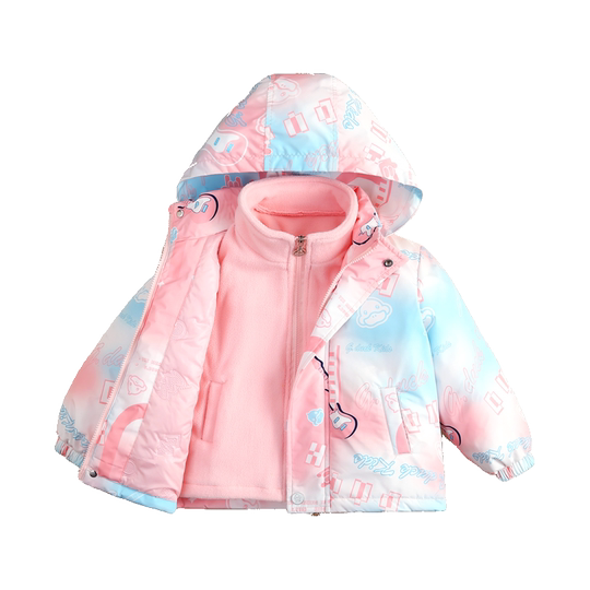 哈罗小黄鸭儿童春秋装两件套男女童宝宝三合一冲锋衣防风薄款外套