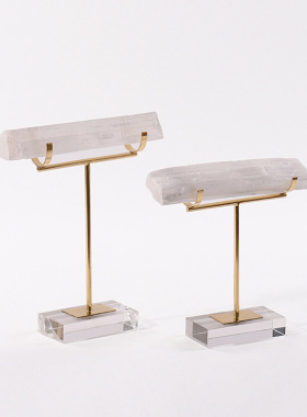 轻奢风抽象金属支架天然水晶底座