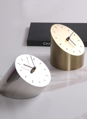 轻奢镜面日晷时钟样板房售楼部卧室儿童房床头柜书桌台钟摆件