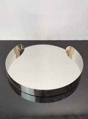 简约现代电镀金属银色几何圆形托盘摆件酒店客厅茶几桌面装饰品