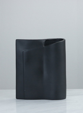 现代简约电镀卷形花器欧式轻奢摆件样板客厅书房米兰时尚软装饰品