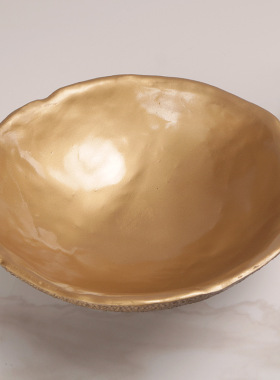 简约现代创意金属荔枝纹路果盘摆件装饰家客厅餐桌茶几轻奢收纳盘