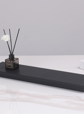 轻奢风托盘金属皮质香薰收纳盘房地产样板房软装饰品玄关茶几摆件