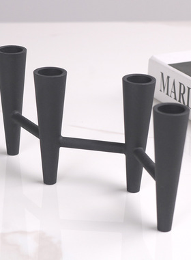 现代轻奢金属异型多头烛台创意软装饰品桌面烛插样板房售楼处摆件