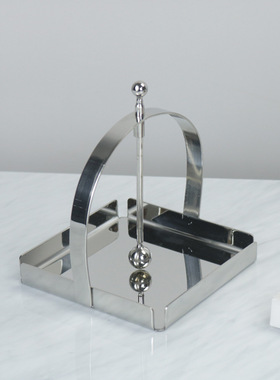 现代简约不锈钢纸巾架摆件酒店西餐厅饭店桌面米兰时尚轻装饰品