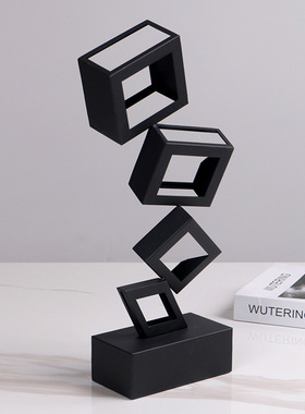 现代摆件极简创意轻奢方盒层叠抽象餐厅客厅玄关样板间家居装饰品