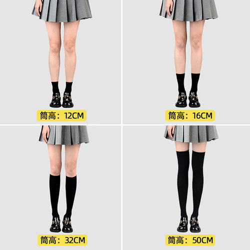 不反光过膝袜子女春季黑色JK小腿长筒袜高筒春天配皮鞋乐福鞋长袜-图1