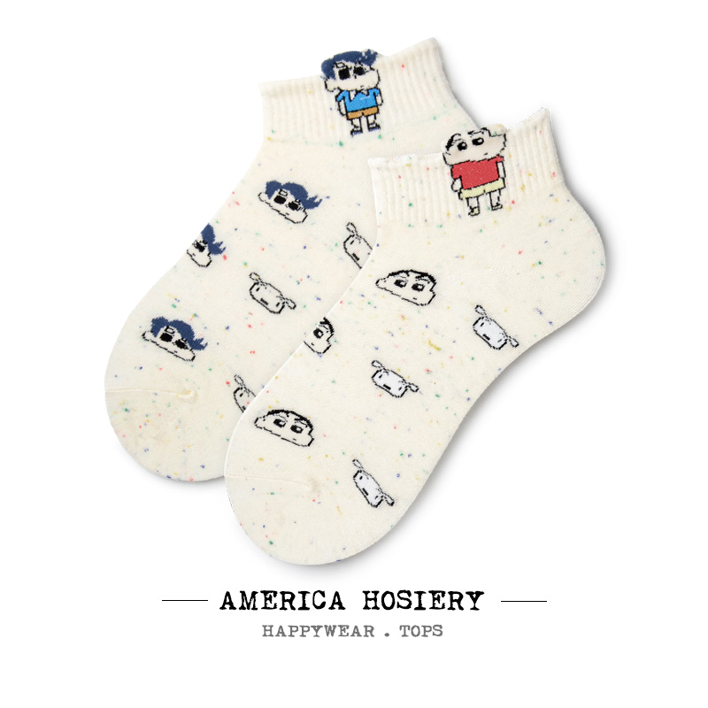卡通动漫人物袜子女四季百搭薄款白色小短袜日系棉袜可爱学生少女,淘宝优惠券,粉丝福利购,淘宝优惠卷