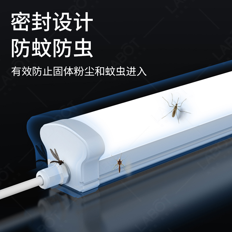 LED三防灯支架40W60W防潮防水长条灯单双管带罩日光灯管全套灯具 - 图2