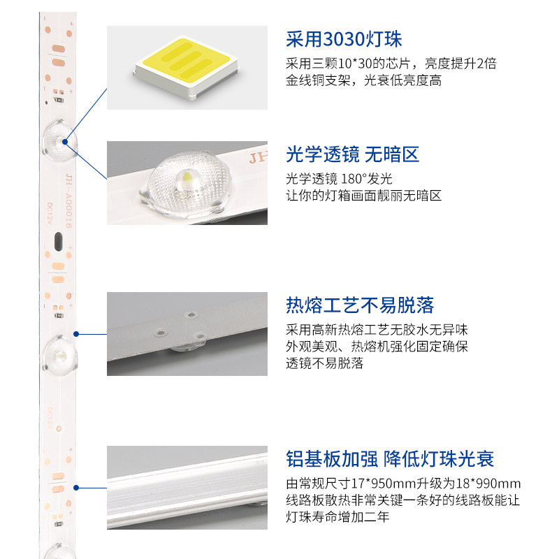 灯条3030漫反射led12v软膜天花板广告灯箱光源长条防水卷帘式高亮,淘宝优惠券,粉丝福利购,淘宝优惠卷